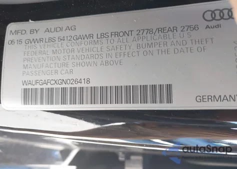 2016 Audi A6 3.0T Premium Plus z USA, uszkodzony, nr VIN WAUFGAFCXGN026418